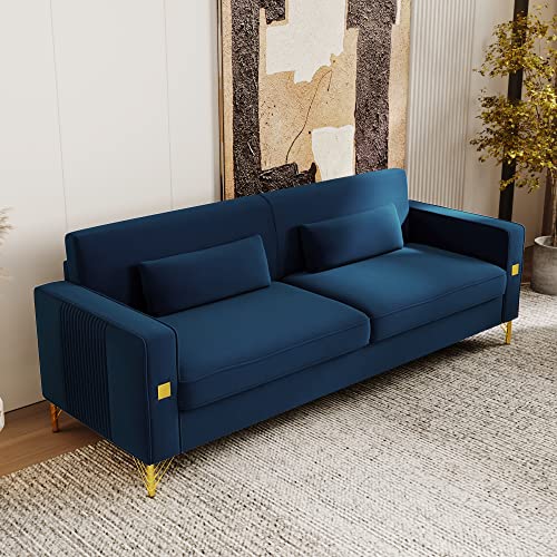 Lostcat 85'' Velvet Sofa with 2 Pillows - Lostcat