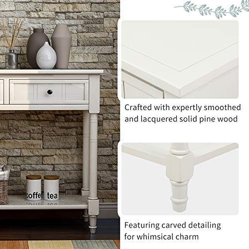 Lostcat Console Table - 35 inch Sofa Table with 2 Drawers and Bottom Shelf - Rustic Narrow Entryway Table - Easy Assembly - for Living Room, Bedroom, Hallway(Ivory White) - Lostcat