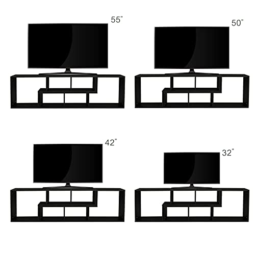 Lostcat Double 41" L-Shaped TV Stand, Modern Entertainment Center Media Stand with Open Storage Shelves, Television Stands for Living Room, Bedroom and Home Office, Black - Lostcat