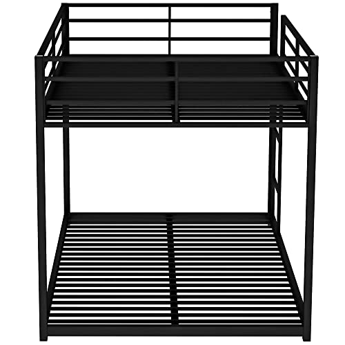 Lostcat Full Over Full Metal Bunk Bed,Heavy Duty Bunk Bed Frame with Safety Guardrails and ladders for Kids/Teen/Adults,No Box Spring Needed,Black - Lostcat