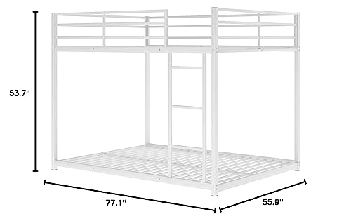 Lostcat Full Over Full Metal Bunk Bed,Heavy Duty Bunk Beds Frame with Safety Guardrails and ladders for Kids/Teen/Adults,No Box Spring Needed,White - Lostcat