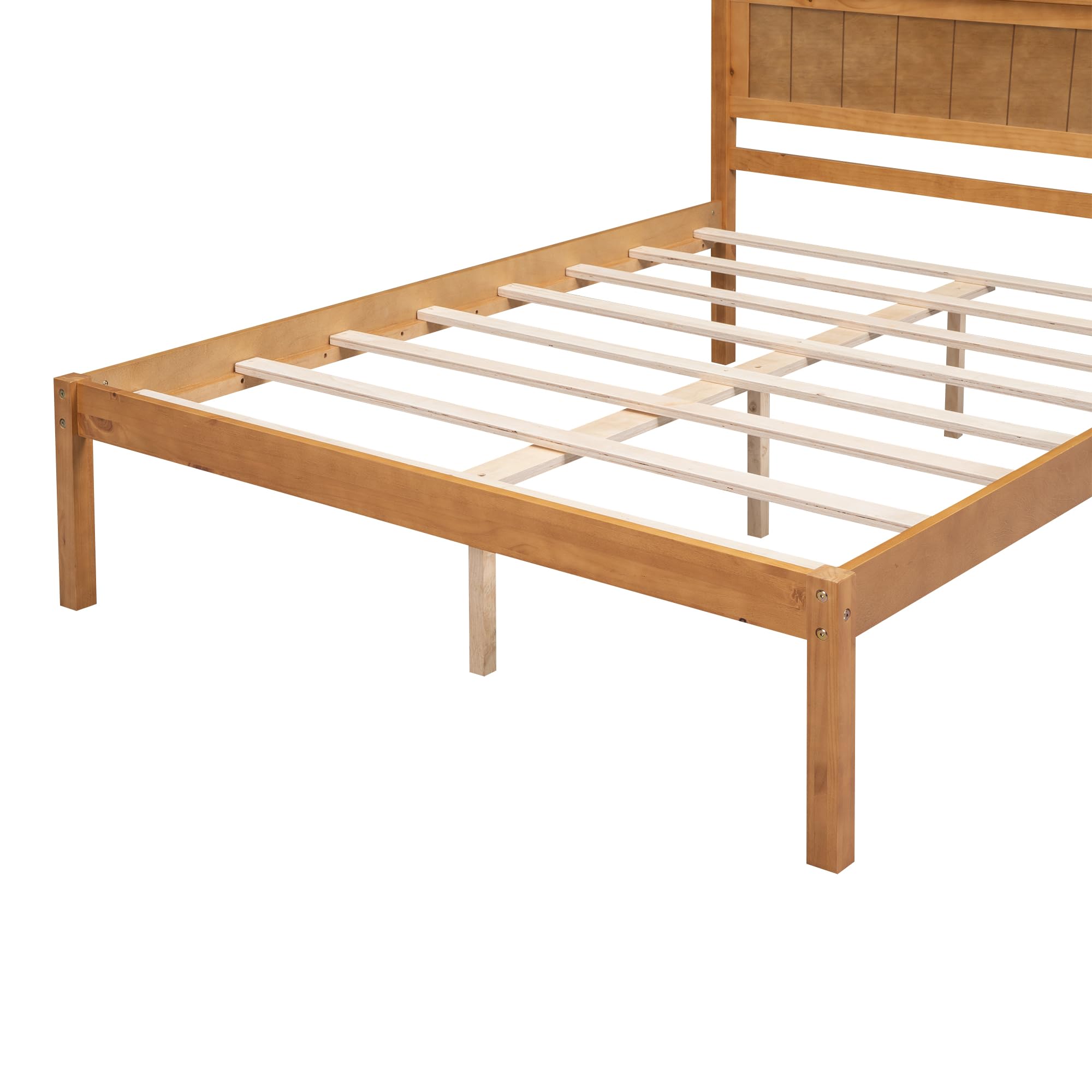 Lostcat Full Size Bed Frame with Headboard, Wood Platform Bed for Boys Girls Teens Adults, Wood Slat Support, No Box Spring Needed/Easy Assembly, Oak - Lostcat