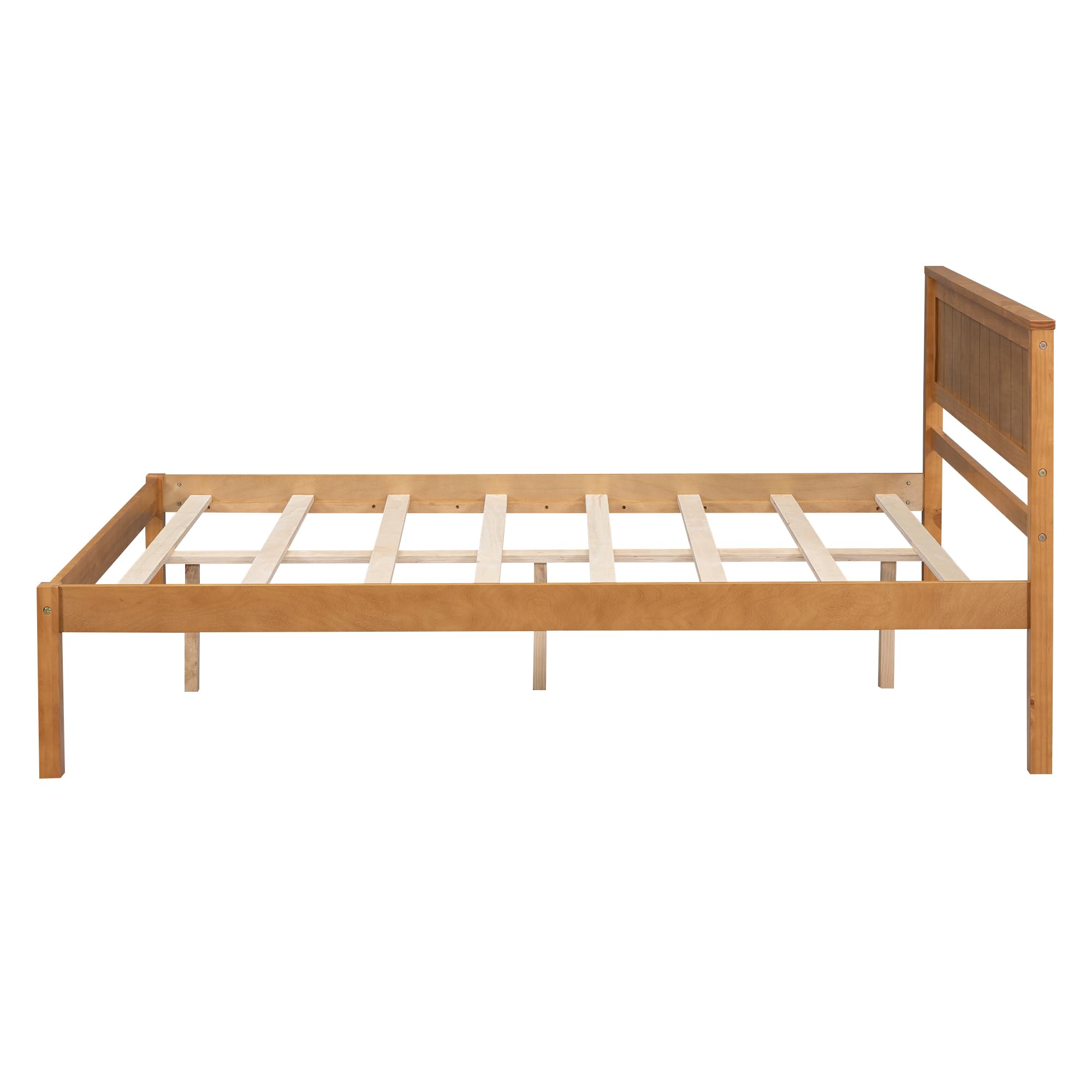 Lostcat Full Size Bed Frame with Headboard, Wood Platform Bed for Boys Girls Teens Adults, Wood Slat Support, No Box Spring Needed/Easy Assembly, Oak - Lostcat
