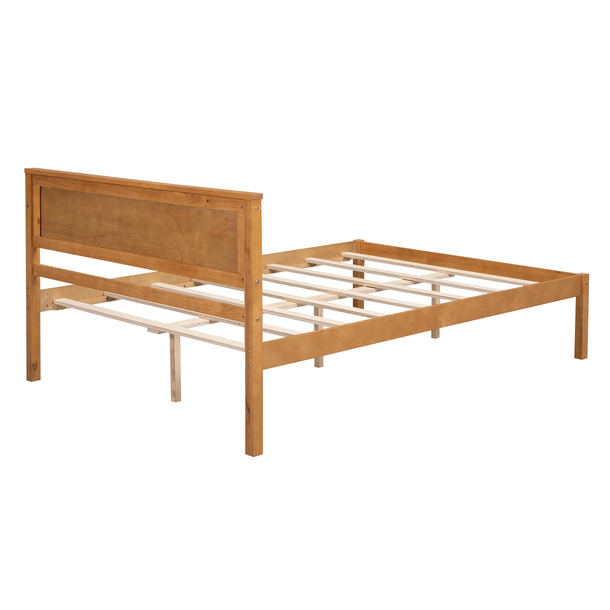 Lostcat Full Size Bed Frame with Headboard, Wood Platform Bed for Boys Girls Teens Adults, Wood Slat Support, No Box Spring Needed/Easy Assembly, Oak - Lostcat