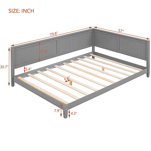 Lostcat Full Size Daybed Wood Sofa Bed, Sofa Bed Frame with Wood Slat Support Solid Wood Full Size Daybed Wood Day Bed Frame for Adults Bedroom Living Room, No Box Spring Required, Gray - Lostcat