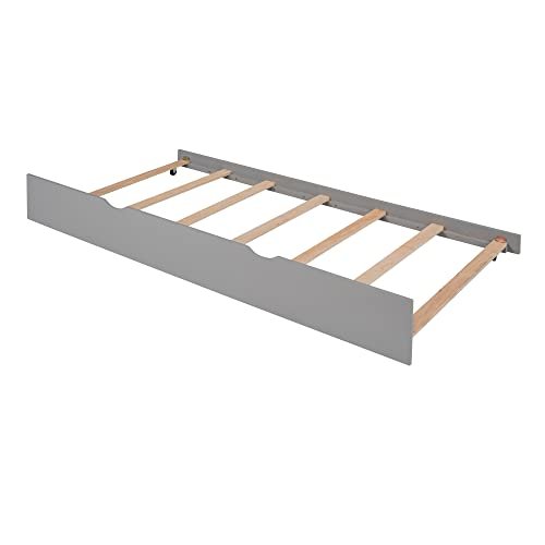 Lostcat Full Size House Bed with Trundle,Solid House Bed Wood Bed with Twin Size Trundle, House Bed Frame with Trundle Bed Full Kids Bed Frame for Kids,Girls and Boys,No Box Spring Need,Grey - Lostcat