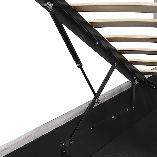 Lostcat Full Size Lift Up Storage Bed, Upholstered Platform Bed with Lift Up Storage and Tufted Headboard, Wood Upholstered Bed Frame with s and USB Charger, No Box Spring Needed, Gray - Lostcat