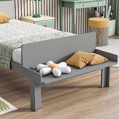 Lostcat Kids Bed Twin Size, Twin Bed Frames for Kids,Wood Platform Bed with Headboard and Footboard Bench, Wooden Twin Size Bed with Footboard Bench for Girls Boys, No Box Spring Needed, Grey - Lostcat