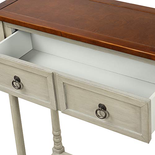 Lostcat Solid Wood Console Table,Sofa Table with Storage for Entryway with Drawers and Shelf,Easy Assembly,for Living Room/Bedroom/Hall/Corridor(Antique Grey) - Lostcat