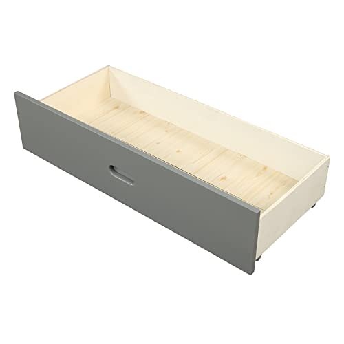 Lostcat Twin Bed Frame with Storage and Headboard,Wood Slats Support,Solid Pinewood Bedframe, No Box Spring Needed,for Boys/Girls/Adult Bedroom,Grey - Lostcat