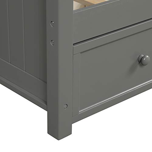 Lostcat Twin Daybed with 3 Storage Drawers,Solid Pinewood Day Bed with Safety Armrests for Living Room,Bedroom,Guest Room,Wood Slat Support/No Box Spring Needed,Grey - Lostcat