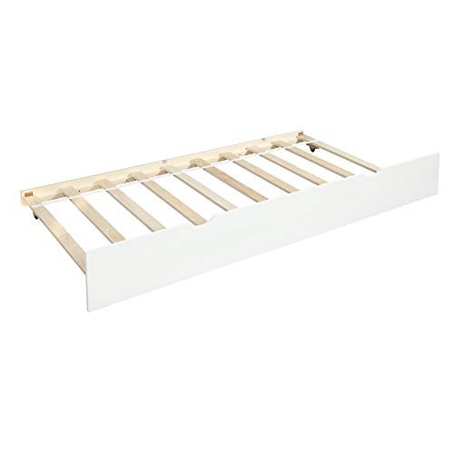 Lostcat Twin Daybed with Trundle, Wood Trundle Bed with Wood Slat Support, Mid Century Day Bed Frame for Living Room Guest Room, No Box Spring Needed, White - Lostcat