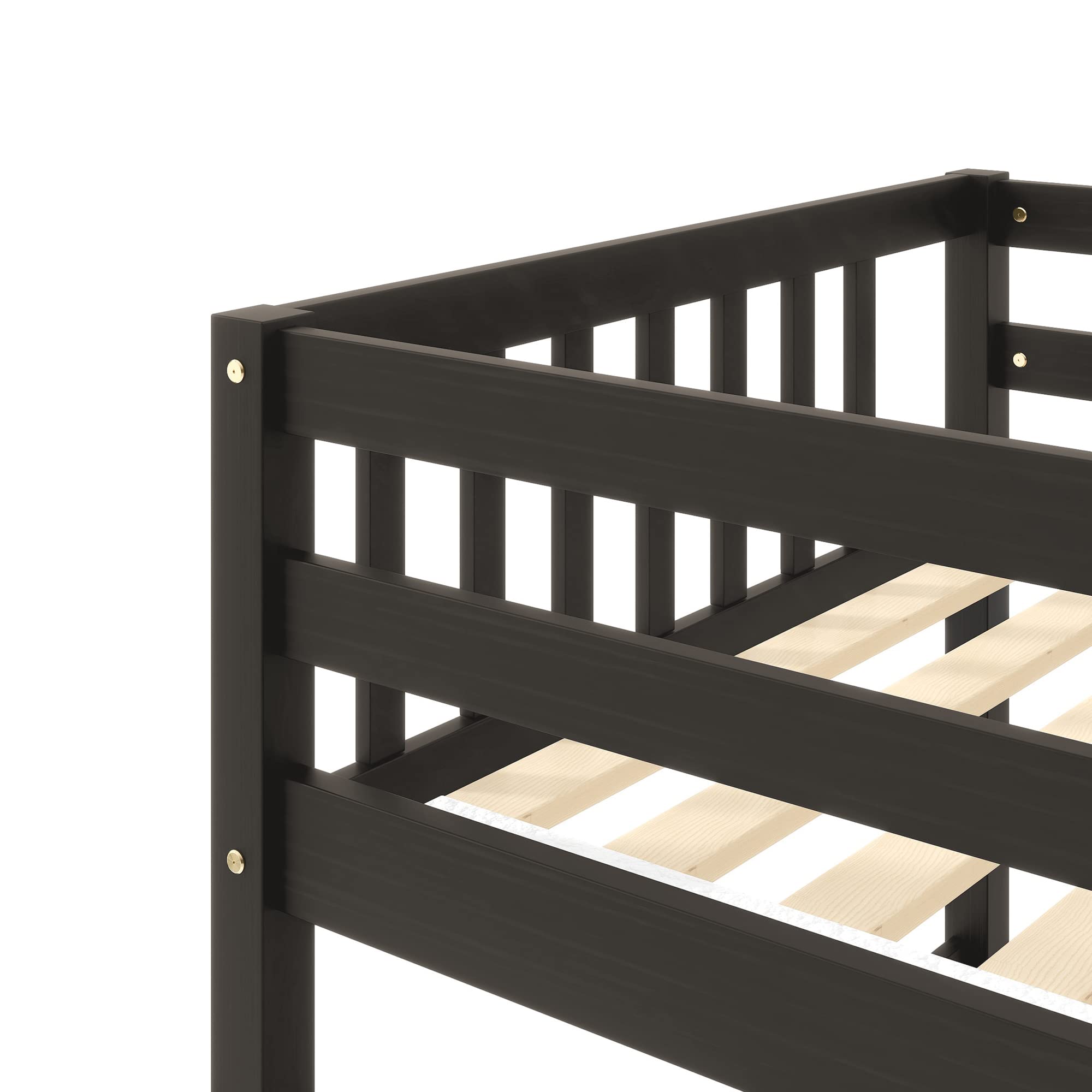 Lostcat Twin Over Twin Bunk Bed with Trundle, Heavy Duty Bunk Beds Frame with Safety Guardrails and Ladders for Kids/Teen/Adults, No Box Spring Needed, Easy to Assemble, Black - Lostcat