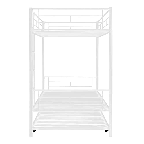 Lostcat Twin Over Twin Bunk Bed with Trundle,Heavy Duty Twin Size Bunk Beds Frame with Safety Guardrails and ladders for Kids/Teen/Adults,No Box Spring Needed,White - Lostcat