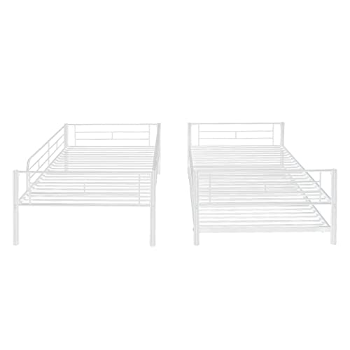 Lostcat Twin Over Twin Bunk Bed with Trundle,Heavy Duty Twin Size Bunk Beds Frame with Safety Guardrails and ladders for Kids/Teen/Adults,No Box Spring Needed,White - Lostcat