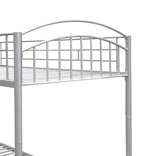 Lostcat Twin Over Twin Metal Bunk Bed Frame, Heavy Duty Beds, Can be Divided into Two for Boys Girls Teens Dormitory Bedroom, Space Saving Design, No Box Spring Needed, Easy to Assemble, Silver - Lostcat