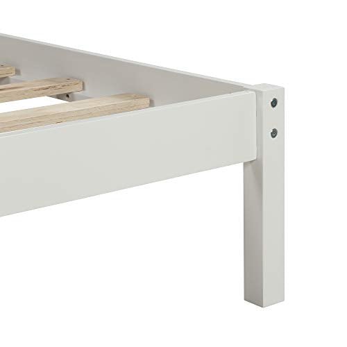 Lostcat Twin Size Bed Frame with Headboard, Wood Platform Bed for Boys Girls Teens Adults, Wood Slat Support, No Box Spring Needed/Easy Assembly, White - Lostcat