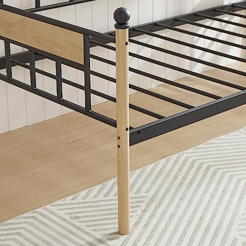 Lostcat Twin Size Daybed with Trundle Bed, Multifunctional Daybed with Pullout Trundle for Window Living Room, Sofa Bed Metal Framed for Kids Teens Adults, No Box Spring Needed, Black - Lostcat