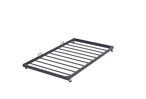 Lostcat Twin Size Daybed with Trundle Bed, Multifunctional Daybed with Pullout Trundle for Window Living Room, Sofa Bed Metal Framed for Kids Teens Adults, No Box Spring Needed, Black - Lostcat