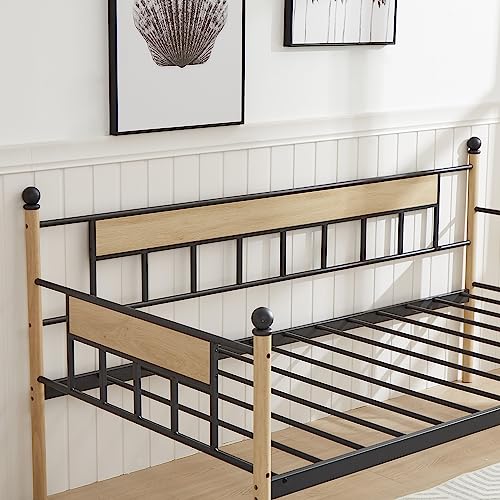 Lostcat Twin Size Daybed with Trundle Bed, Multifunctional Daybed with Pullout Trundle for Window Living Room, Sofa Bed Metal Framed for Kids Teens Adults, No Box Spring Needed, Black - Lostcat