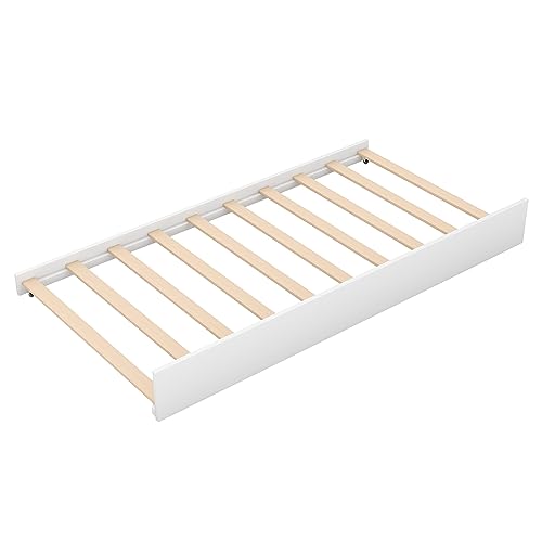 Lostcat Twin Size House Bed with Trundle, Solid Pine Wood Twin Bed Frame with Roof Design, Montessori Bed Frame with Trundle Bed Twin kids Bed Frame for Kids, Girls and Boys, No Box Spring Need, White - Lostcat