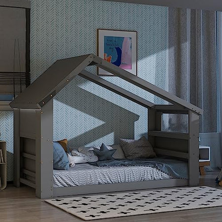 Montessori bed with outlet storage