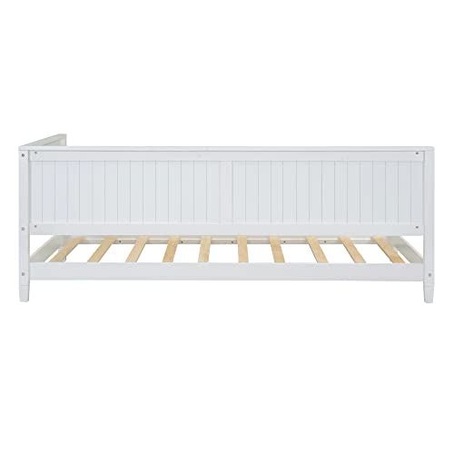 Lostcat Twin Wood Daybed, Wood Storage DayBed Sofa Bed Frame for Living Room Bedroom,Solid Wood Daybed Twin Size Sofa Bed Frame with Wood Slat Support, Platform Bed No Box Spring Needed,White - Lostcat